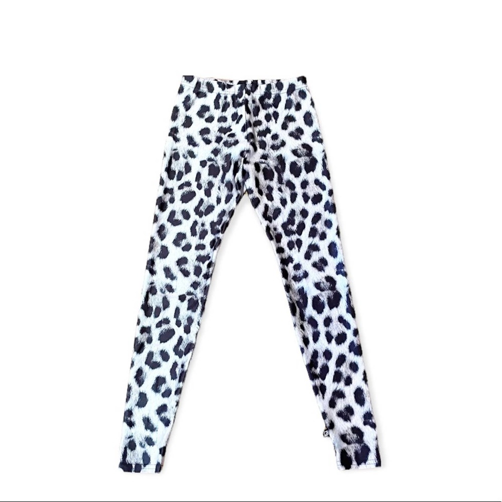 Terez Leggings Snow Leopard Teen Youth Black and White Stretch Size Large